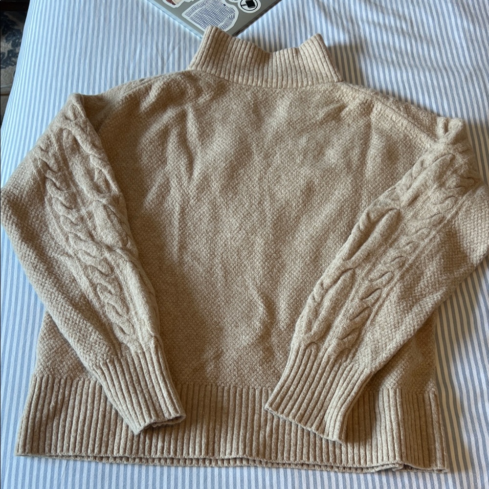 J. Crew Women's Tan Cable Knit Sweater - Picture 4 of 5